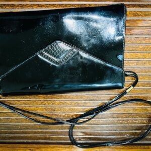 Koret Black Patent‎ Leather Clutch with Strap